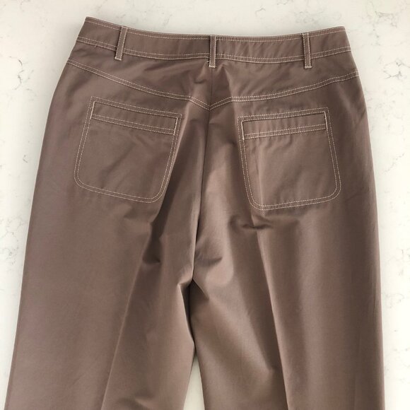 Gerry Weber Hi Waisted Straight Leg Pants w Pick Stitching Olive Green Sz 10 - Picture 6 of 12